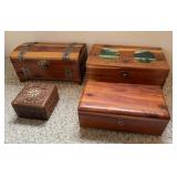 4 Small Wooden Storage Boxes-Cont.