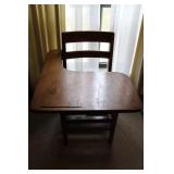 Vintage Wooden School Desk with Chair