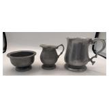 3PC Pewter Set-Cream, Sugar, & Mug-See Photos