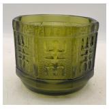 1970s Indiana Glass Avocado Green "Aztec" Planter