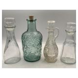 4 Various Oil & Vinegar Bottles-See Pictures