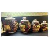 4PC Fruit Themed Pottery Canisters-See Photos