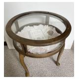 Vintage Mahogany Curio Display Case End Table