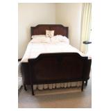 Vintage Wooden Bed Frame with Mattress, Full Size