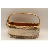 Handcrafted Birch Bark Basket with Handle