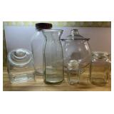 6 Assorted Glass Canisters-See Photos