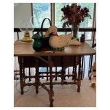 Vintage Drop-Leaf Table With Turned Legs