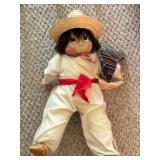 Handcrafted Doll with Straw Hat and Ethnic Attire
