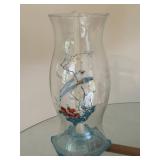 Hand-Painted Glass Hurricane Candle Holder