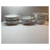 5 Corningware Blue Cornflower Casserole Dishes
