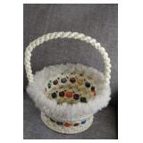 Hand-Crocheted Basket With Beaded Accents