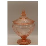 Pink Depression Glass Lidded Compote