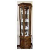Wooden Corner Curio Cabinet With Glass Door