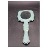 Handheld Vanity Mirror with Blue Frame