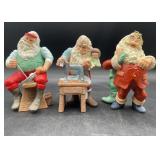 2 Hallmark Santa Figurines & 1 Ornament