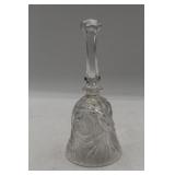 Cut Glass Bell with Etched Floral Design