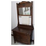 Antique/Vintage Carved Oak Washstand With Mirror