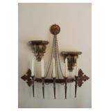 Brass colored Wall-Mounted Candelabra w/ Shelf