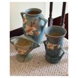 Roseville Magnolia Line Vases, Trio