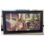 Framed Italian Oil Artwork "Italian Courtyard"