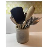 Crock with Cooking Utensils 6"