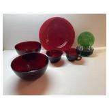 VTG Anchor Hocking Forest Green Saucers &