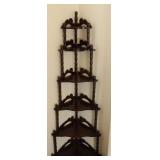 Vintage Six-Tier Wooden Corner Shelf Unit