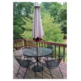 Outdoor Metal Table Set with Umbrella