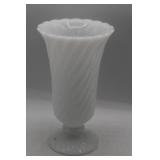 White Milk Glass Swirl Pattern Vase
