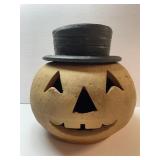 Terracotta Jack-O-Lantern Planter 6.5" T