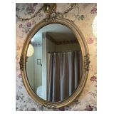 Contents of Bathroom-Gilt Gold Oval Wall Mirror,
