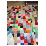 Handmade Patchwork Quilt with Floral Backing