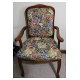 Floral Upholstered Wooden Armchair