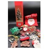 Holiday Ornament Lot IE Tree topper & skirt