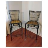 2 Metal & Bamboo Bar Stools