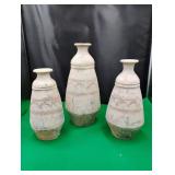 3 Matching Ceramic Pottery Vases