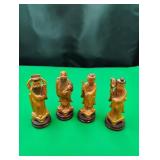 (4) 1940s Carved Teak Asian Figures