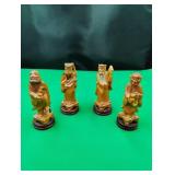 (4) 1940s Carved Teak Asian Figures