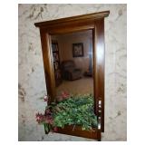 Wood Framed Mirror with Pocket Shelf