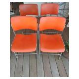 4 Vintage Orange Chairs