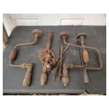 4 Antique Hand Drills