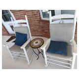 2 White Matching Rocking Chairs & Table
