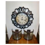 2 Candle Sconces and 1 Clock