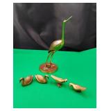 5 Brass Avian Figurines