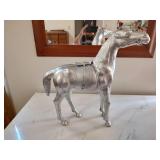 Silver Painted Horse Sculpture