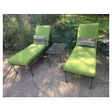 2 Wrought Iron Lounge Chairs & Side Table