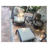 2 Outdoor Rocking Chairs, Side Table, Ottoman