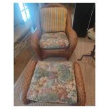 Pottery Barn Malabar Rattan Armchair & Ottoman