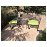 2 Wrought Iron Rocking Chairs & Side Table