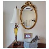 Oval Mirror and Table Lamp Set